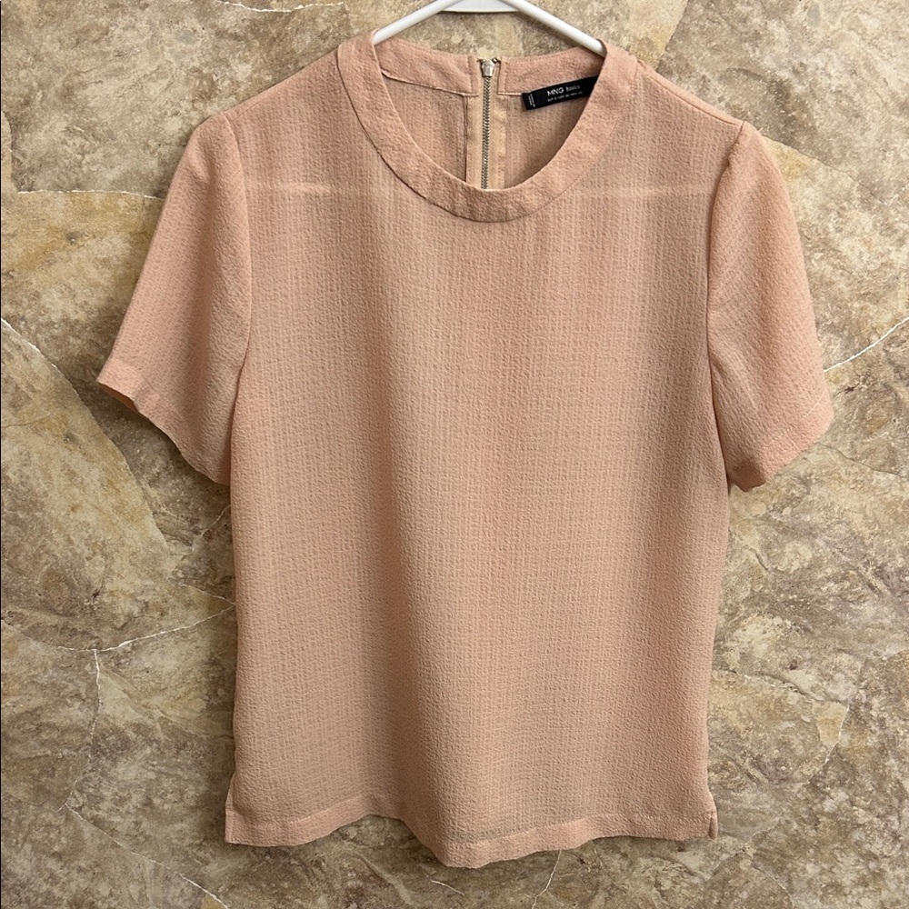 Elegant Peach Short Sleeve Blouse